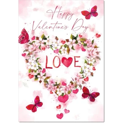 Image of doodlecards Valentine&#039;s Day Card Floral Love Heart Large A4 Size with Plain Envelope