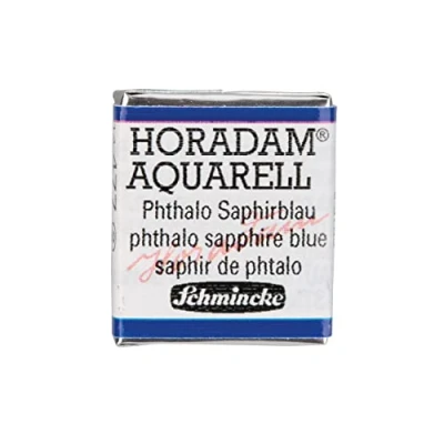 Image of Schmincke HORADAM® AQUARELL finest artists&#039; watercolours, 477 Phthalo Sapphire Blue, 14 044, 1/2 pan