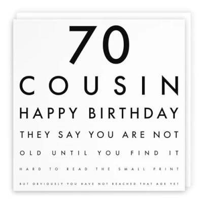 Image of Hunts England Cousin 70th Funny Birthday Card 70 Happy Fun Letters Collection