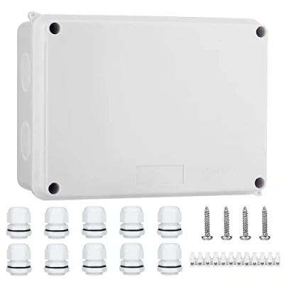 Image of IP65 Waterproof Junction Box Large ABS Electrical Box, Outdoor Cable Connector, Weatherproof Electric Cover Enclosure White (150x110x70mm) AVARTEK