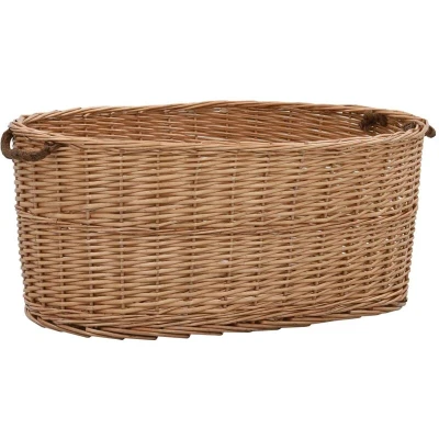 Image of vidaXL Natural Willow Firewood Basket with Carrying Handles Robust and Versatile Rustic Country Style 78x54x34 cm Brown