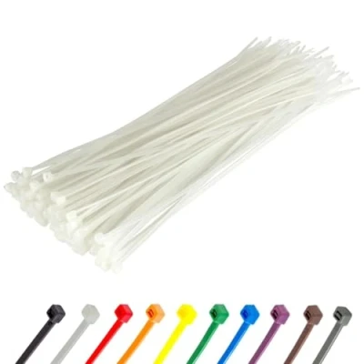 Image of Gocableties White Cable Ties, 200mm x 4.8mm, Pack of 100, 8&quot; Premium Nylon Zip Ties Clear/Natural, Multi Purpose Plastic Tie Wraps, Secure Self Locking Mechanism, for Home, Garden, Office and DIY