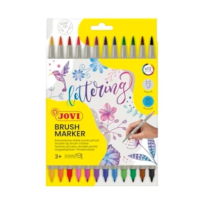 Image of Jovi brush MARKER Lettering markers with double tips, case 12 colors (1312DP)