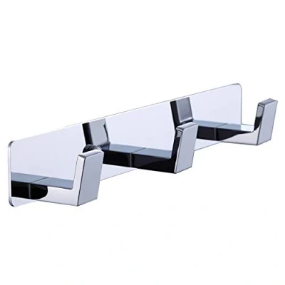 Image of BOOKARROW 3 Bathroom Towel Hooks Wall Mount Screw Foxed Door Chrome Coatl and Robe Rack in or Kitchen 410