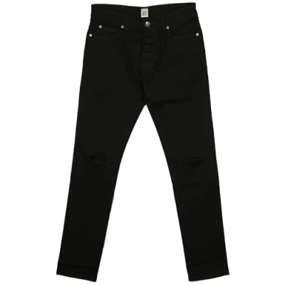 Image of Mens Ripped Jeans Skinny Stretch EZ345 in Black &amp; Stonewash Colours (34W x 32L, Black)