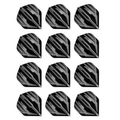 Image of RED DRAGON Hardcore Radical Black &amp; Grey Extra Thick Standard Dart Flights 4 sets Per Pack (12 in total)