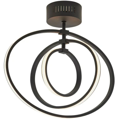 Image of Avali LED Semi Flush Light Matt Black &amp; White Acrylic
