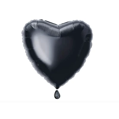 Image of Solid Black Heart Foil Balloon (45cm) 1 Count Stunning and Romantic Love Celebration Decoration, 18&quot;