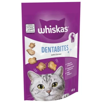 Image of Whiskas Dentabites Cat Treats with Tasty Chicken Oral Health Support for Cats 40 g