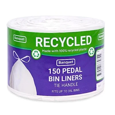 Image of Banquet Recycled Tie Handle Pedal Bin Liners, 150 Pack