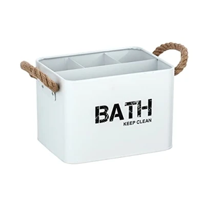 Image of WENKO 23700100 Bathroom Box, White, 19 x 12.5 13 cm