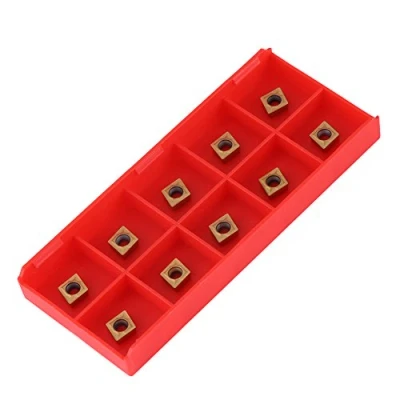 Image of 10pcs Tin Coated CNC Carbide Insert Cutter Indexable Lathe Milling Inserts Turning Tools with Box CCMT060204 HM YBC251 for Steel Semifinishing