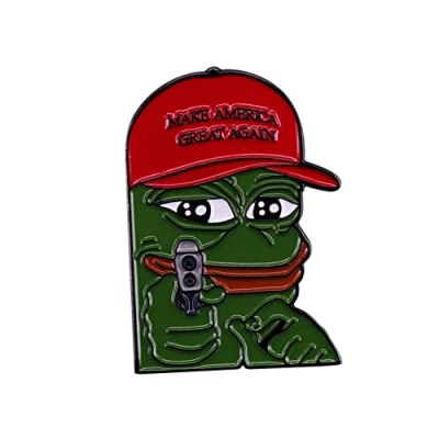 Image of Red Hat Frog Enamel Lapel Pin Brooch Fun Green Pepe Cartoon Animal Badge Jacket Cowboy Backpack Accessories for Backpacks Jackets Hats Bags