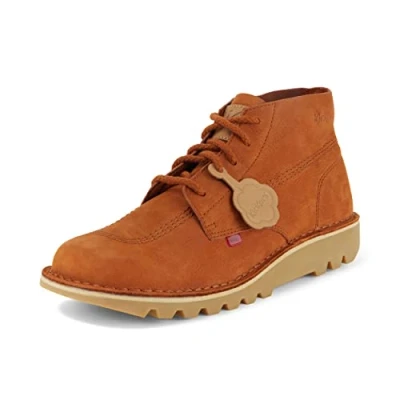 Image of Kickers Unisex Kick Hi Unlined Leather Ankle Boots Extra Comfortable Added Durability Premium Quality, Teak, 4 UK