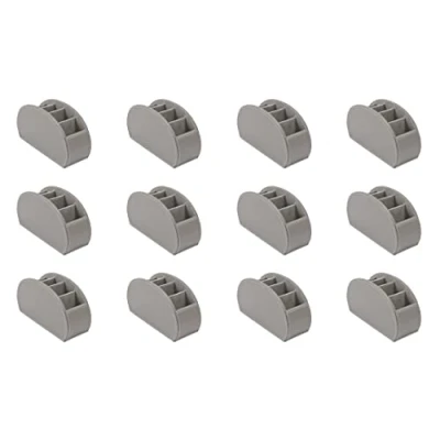Image of OSCO Grey Faux Leather Remote Organiser 12 Pack 5 Compartments Office Tidy TV Control Storage Pen Holder Makeup sorter Cosmetics Display H12 x W22.53 D7.8 cm
