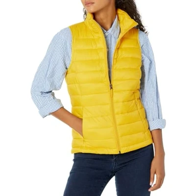 Image of Amazon Essentials Women&#039;s Lightweight Water Resistant Packable Puffer Gilet, Yellow, XL