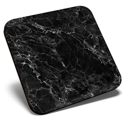 Image of Great Single Coaster Square Black Granite Rock Effect Glossy Quality Coasters Tabletop Protection for Any Table Type #3320