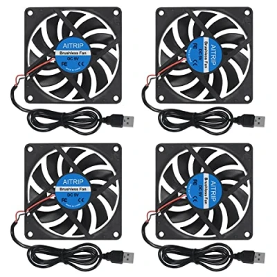 Image of AITRIP 4PCS 80mm USB fan 5V Brushless 8010 80x80x10mm for cooling DIY PC computer case 3D printer CPU cooler radiators