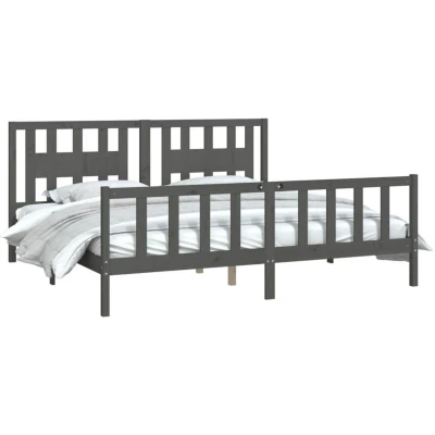 Image of vidaXL Bed Frame without Mattress Grey Solid Wood Pine 200x200 cm
