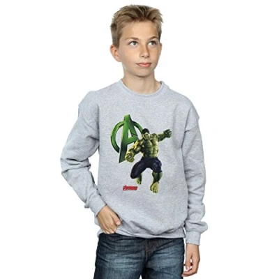 Image of Marvel Boys Hulk Pose Sweatshirt 5 6 Years Sport Grey