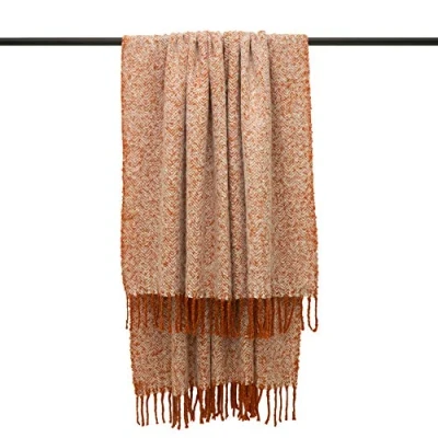 Image of Furn Weaver Herringbone Throw Acrylic Rust 130 cm X 180 cm, Acrylic, Rust, (51&quot; 71&quot; Inches)
