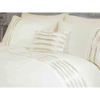 Image of Rapport Home Diamante Filled New Oblong Cushion Boudoir Pleated Modern, 30 x 40cm, Polyester, Cream, 39.5x29.5x7.5 cm (Pack of 1), CRYSCC BOUD CREM
