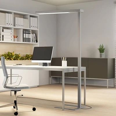 Image of Arcchio LED office floor lamp Susi, silver, dimmable, sensor, CCT