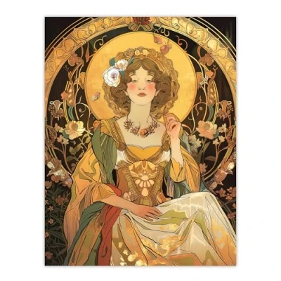 Image of Artery8 Alphonse Mucha Style Woman Floral Art Nouveau Living Room Large Wall Poster Print Thick Paper 18X24 Inch