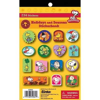 Image of Eureka Back to School Classroom Supplies Seasonal and Holiday Peanuts Sticker Book, 234 pcs