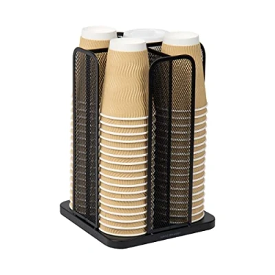 Image of Mind Reader CDISPMESH BLK Carousel Cup and Lid Organizer, Metal, Black