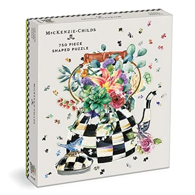 Image of Galison Mudpuppy Mackenzie Childs Blooming Kettle 750 Piece Shaped Puzzle, 9780735371279