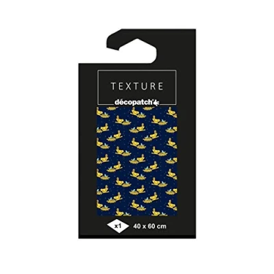Image of Décopatch Ref TD824C Texture Collection Blue &amp; Gold Birds Pattern Contains 1 Sheet of 40 x 60cm Textured Paper, Foil Printing for Metallic Effects
