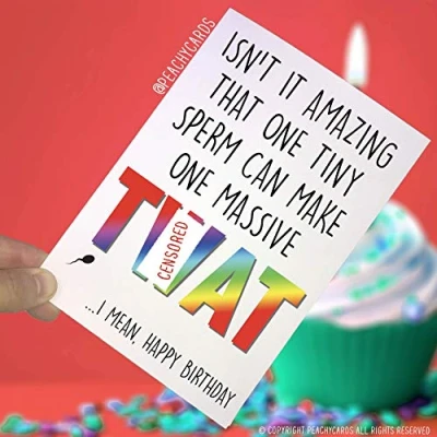 Image of Funny Happy Birthday Cards, Greeting T*at Swearing, Novelty Boyfriend Husband Best Friend Card Sperm PC210