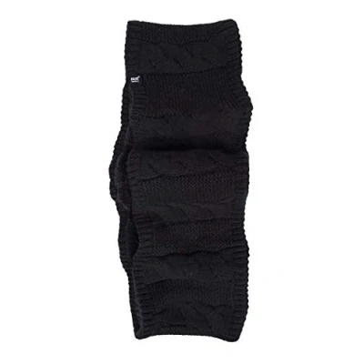 Image of HEAT HOLDERS Ladies Winter Soft Fleece Lined Cable Knit Thermal Snood Infinity Scarf (One Size, Black (Infinity))