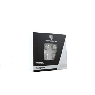 Image of Orig. Porsche Valve Caps Silver/Arms Black White, Set For Rdk Sensoren