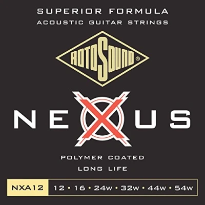 Image of Rotosound NXA12 Clear Coated Phosphor Bronze Medium Light Gauge Acoustic Guitar Strings (12 16 24 32 44 54)
