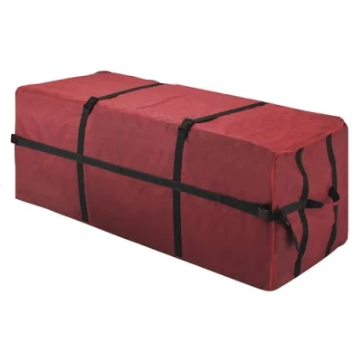 Image of Elf Stor Heavy Duty Canvas Christmas Storage Bag Large for 6 Foot Tree, Red