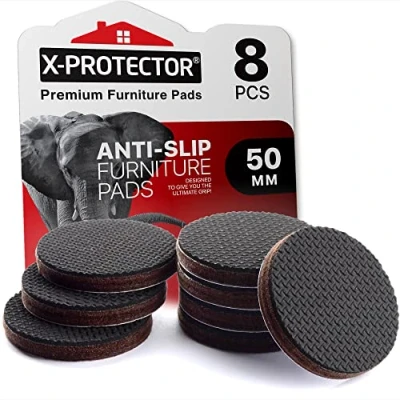 Image of X Protector Furniture Pads 8 PCS 50mm PREMIUM NON SLIP Floor PROTECTORS Rubber Feet for Ideal to Keep in Place. STOP YOUR FURNITURE!