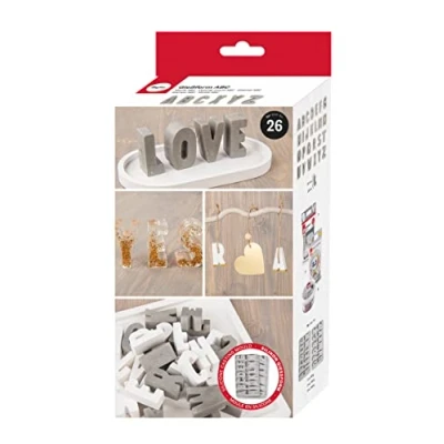 Image of Rayher Silicone Casting Mould with 26 Letters, Alphabet Moulds for Resin, Concrete, or Plaster of Paris, Trays Upper Case Letters A Z, grey, 36130000
