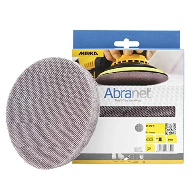 Image of Mirka Abranet net sanding disc Ø 150mm Hook &amp; loop/Grit P80 / 10 pcs/For dust free of wood, walls, metal, aluminium, stainless steel, filler, varnish, plastic AE241F1080