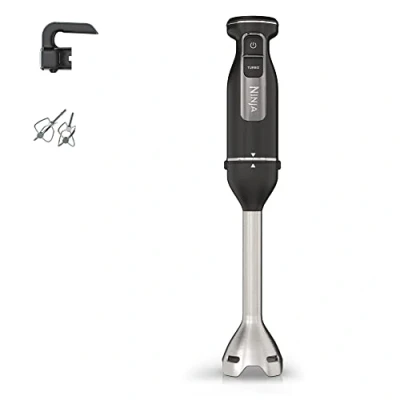 Image of Ninja Foodi 2 in 1 Hand Blender &amp; Mixer, Food Processor with Attachments, 850W Powerbase, Immersion Blender, 5 Mixing Speeds, Blending 1.5m Cord, Black CI090UK