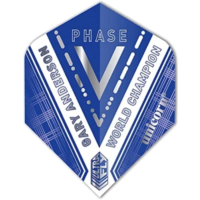 Image of Unicorn UltraFly Dart Flights Gary Anderson World Champion Phase 5 Blue Design Standard Plus Shape Ultra Durable 100 Micron Polyester PET