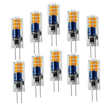 Image of OUGEER Pack of 10 Energy Saving G4 2W LED Bulb,12 SMD 2835,Warm White 3000K, AC220V 240V,LED Bulbs Lamps Lights