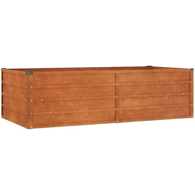 Image of vidaXL Corten Steel Garden Raised Bed with Sturdy Frame and Safe Edge Fold Design, Rusty, 160x80x45 cm Durable Weather Resistant Outdoor Planter for Plants, Flowers, Herbs, Vegetables