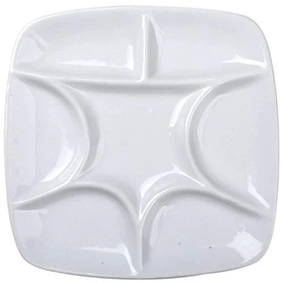 Image of MEEDEN 7 Well Square White Ceramic Artist Paint Palette for Watercolor Gouache Acrylic Oil Painting, 5 4/5 Inch