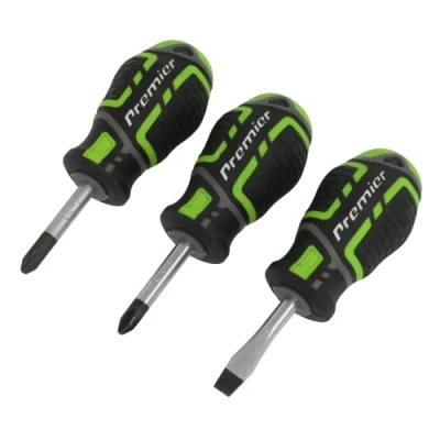 Image of Sealey Premier Screwdriver Set 3pc GripMAX® Stubby Hi Vis