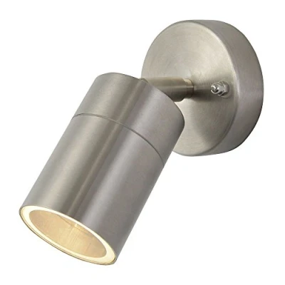 Image of LITECRAFT Kenn Spotlight Outdoor Wall Ceiling GU10 Fitting (Stainless Steel, Single)