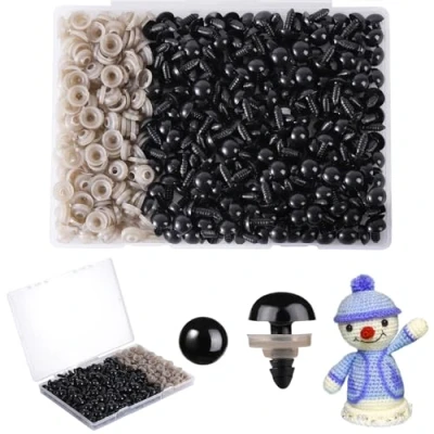 Image of MUCUNNIA 200pcs 12mm Safety Eyes for Amigurumi with Washers Plastic Black Crochet Craft DIY Halloween Decorations Stuffed Animals Crafting