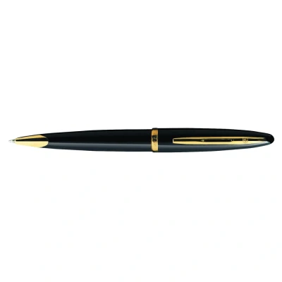 Image of Waterman Carène Black Sea Ballpoint Pen High Gloss &amp; 23k Gold Clip Medium Point with Blue Ink Cartridge Gift Box