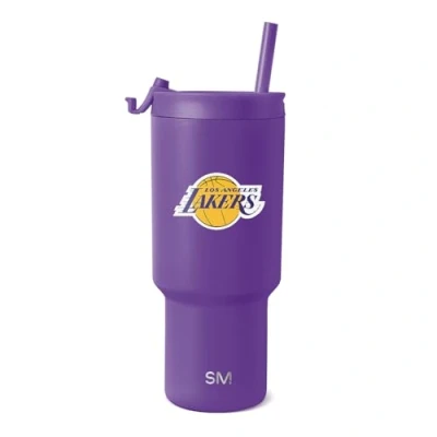 Image of Simple Modern Officially Licensed NBA Lakers 30 oz Tumbler with Flip Lid and Straws Insulated Cup Stainless Steel Gifts for Men Women Trek Collection Los Angeles